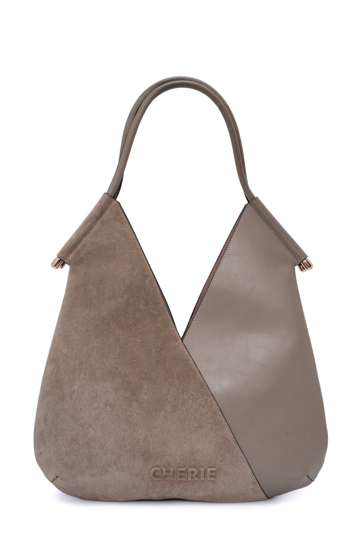 Katrina taupe suede/leather shoulder bag