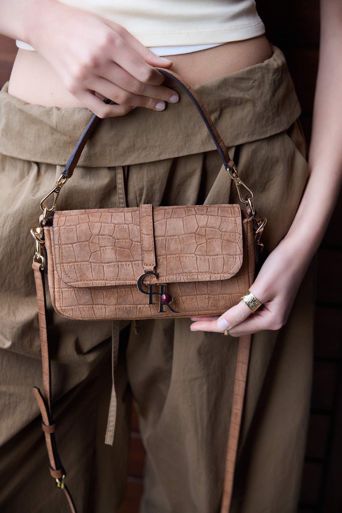 Stella - Tan Croc Suede | Mini