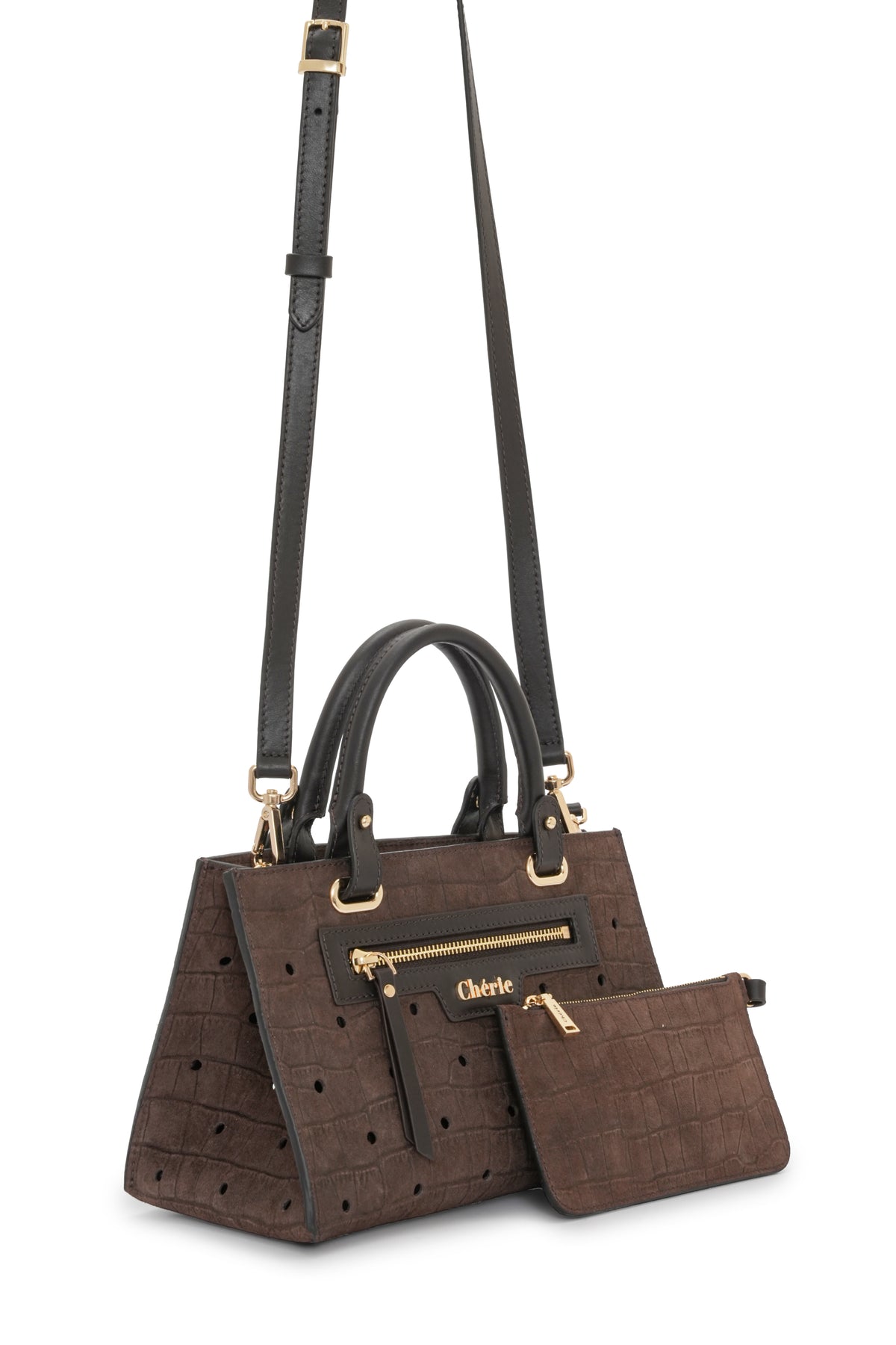 Paris - Brown Croc Suede Mini