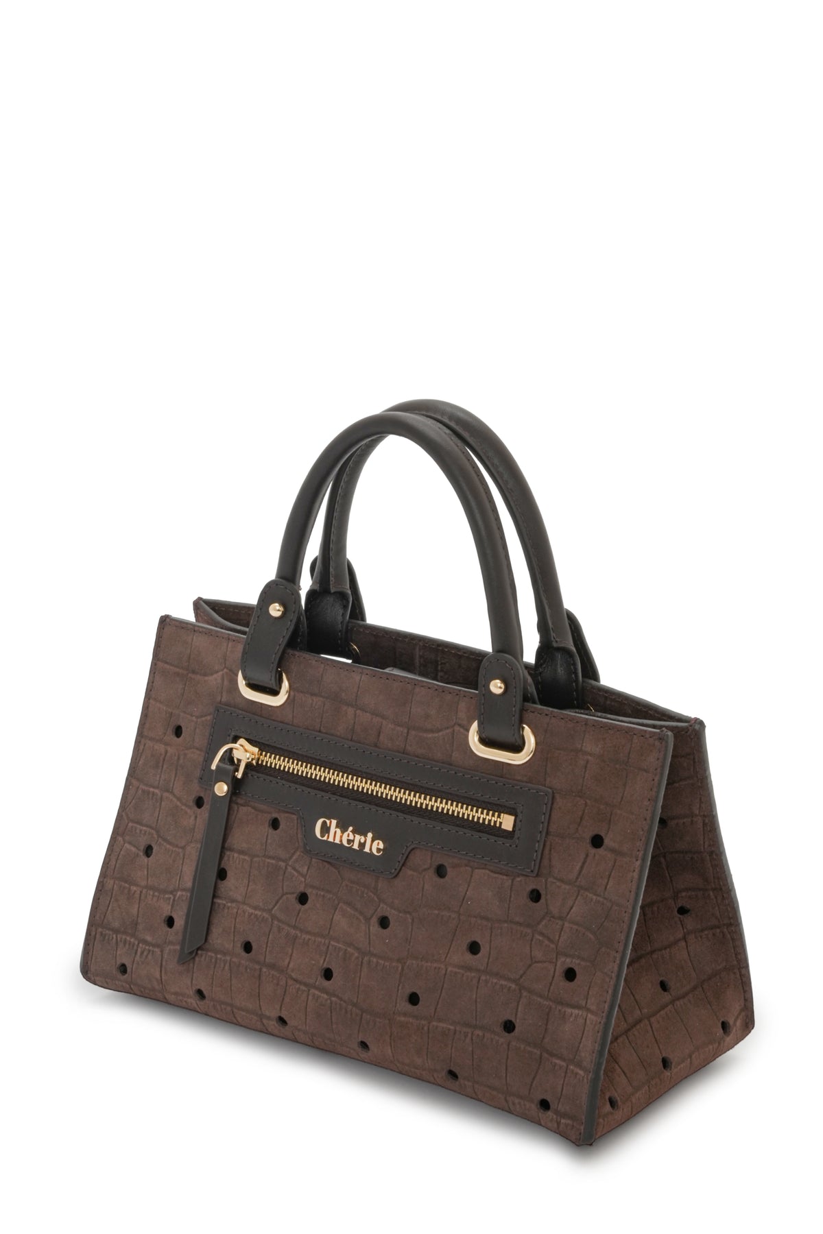 Paris - Brown Croc Suede Mini