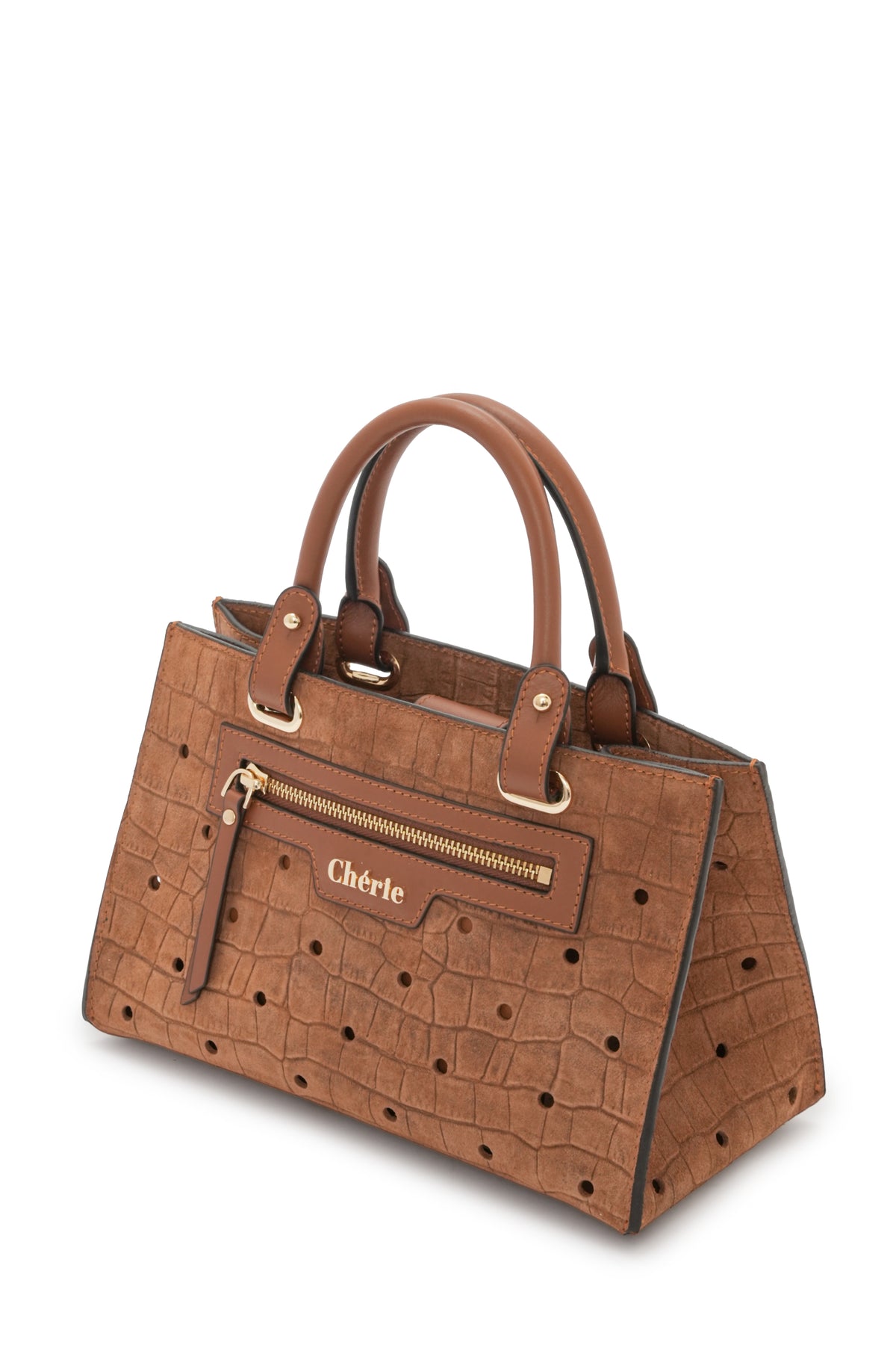 Paris - Tan Croc Suede Mini