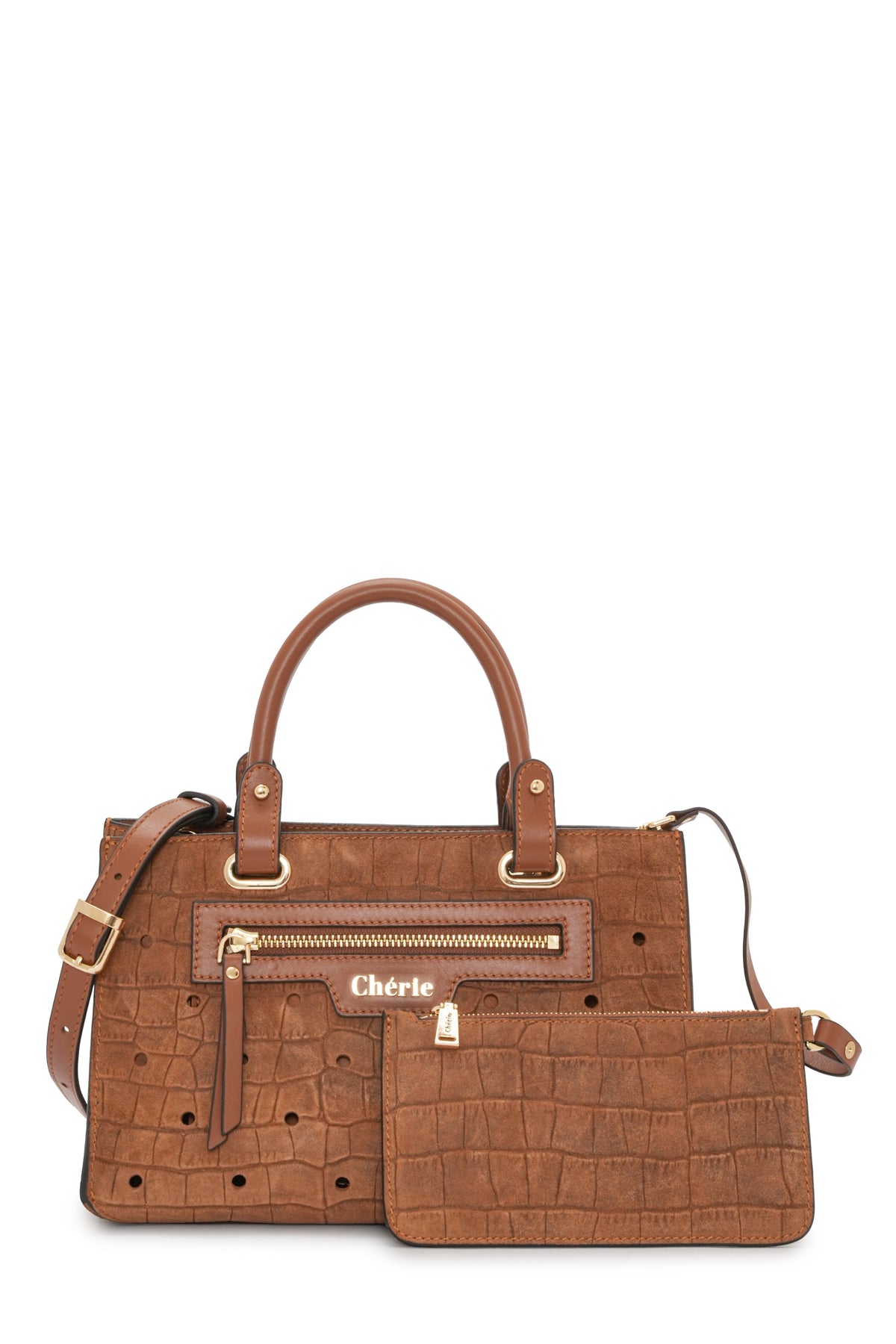 Paris - Tan Croc Suede Mini