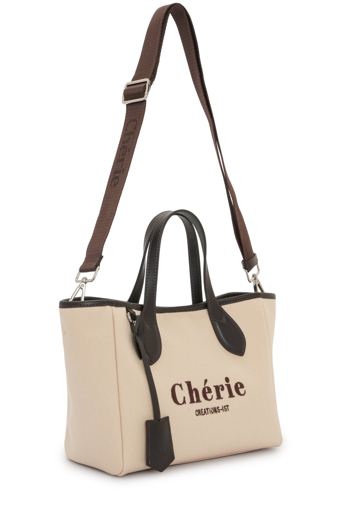Rachel Canvas Medium Bej - Brown Leather