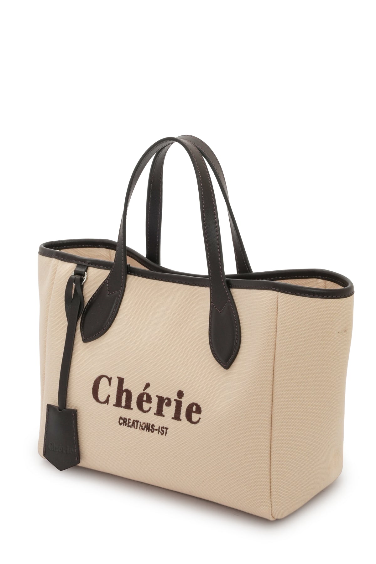 Rachel Canvas Medium Bej - Brown Leather