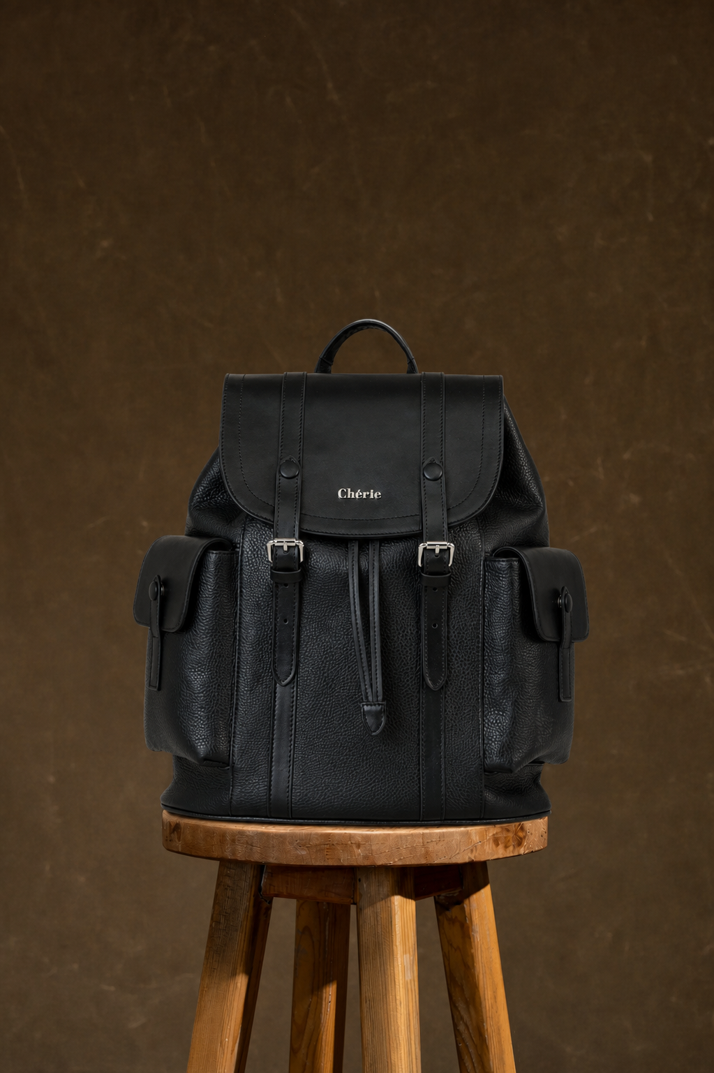 cosby black leather backpack