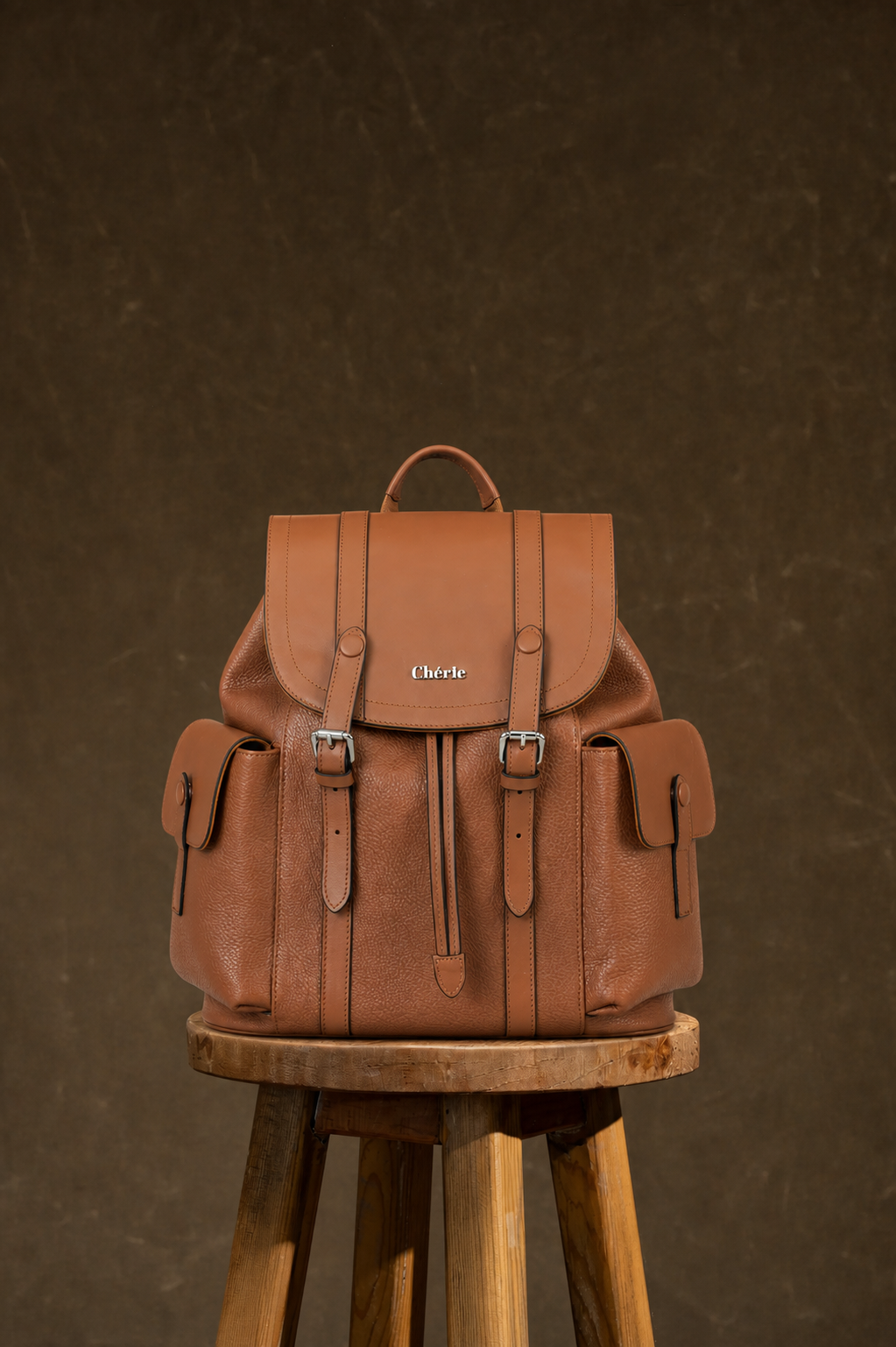 cosby cinammon sands leather backpack