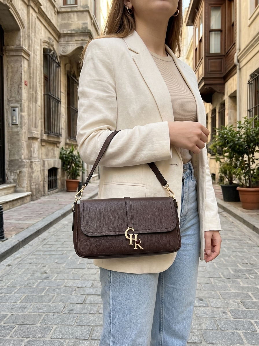 Stella Brown Vegan Leather Medium - model üzerinde