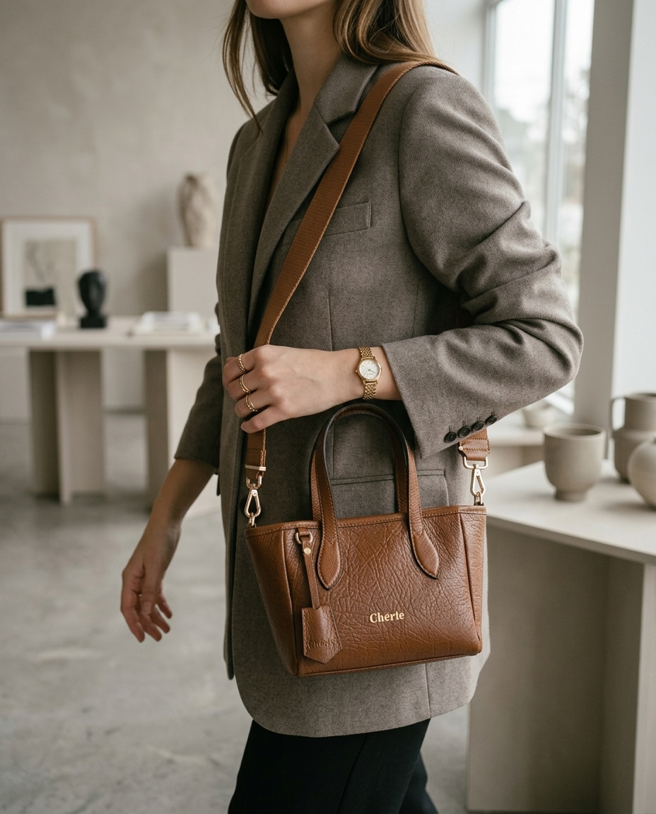 Rachel Baby Leather Tan - model