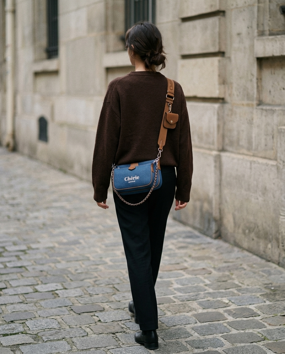 Lovita Canvas jean blue - model