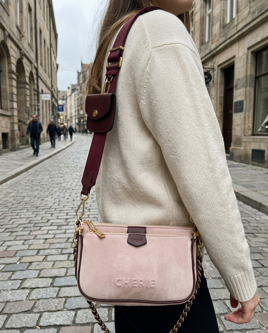 Lovita suede pink burgundy - model