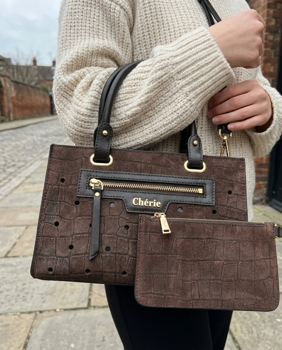 Paris Brown Croc Suede Mini - model