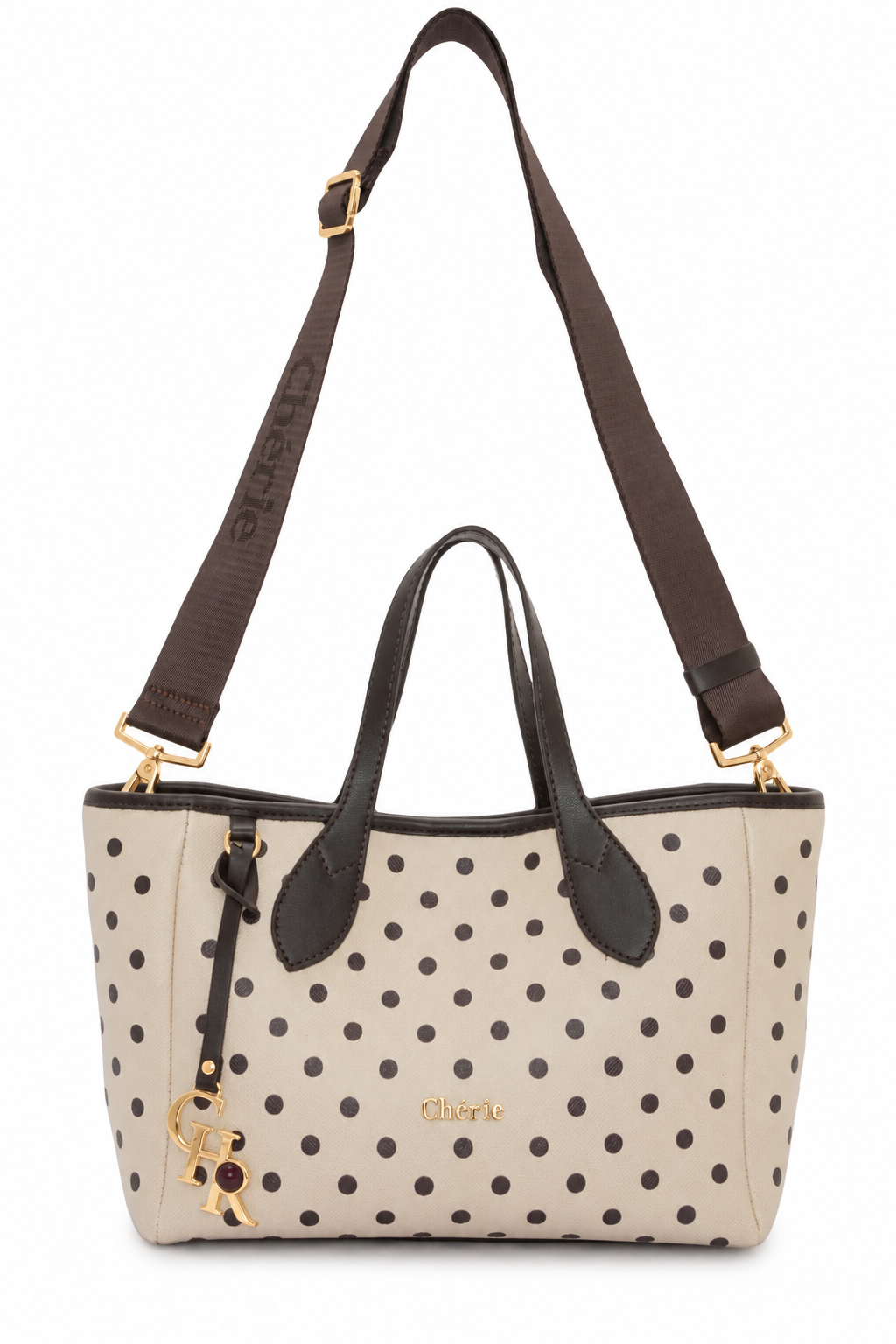 Rachel Beige Medium vegan deri – altın renk aksesuarlar
