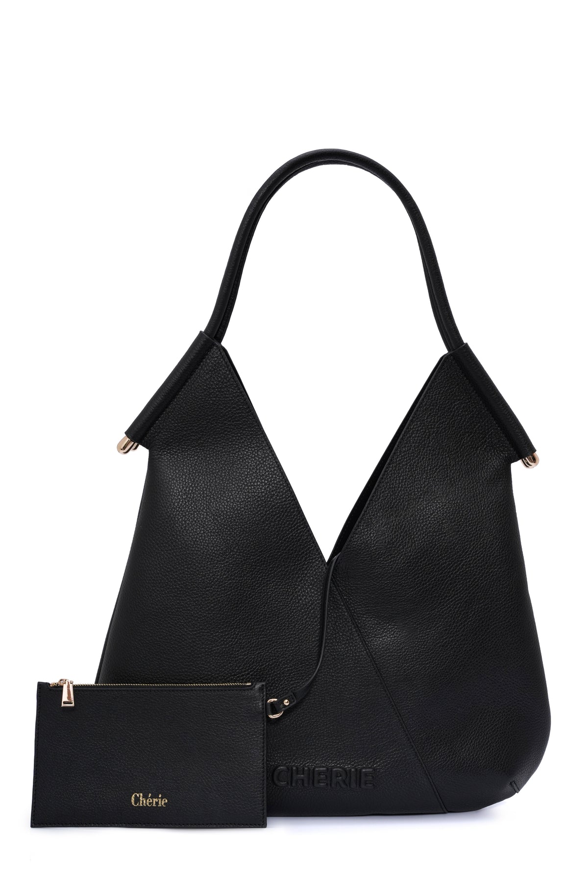 Katrina black leather shoulder bag