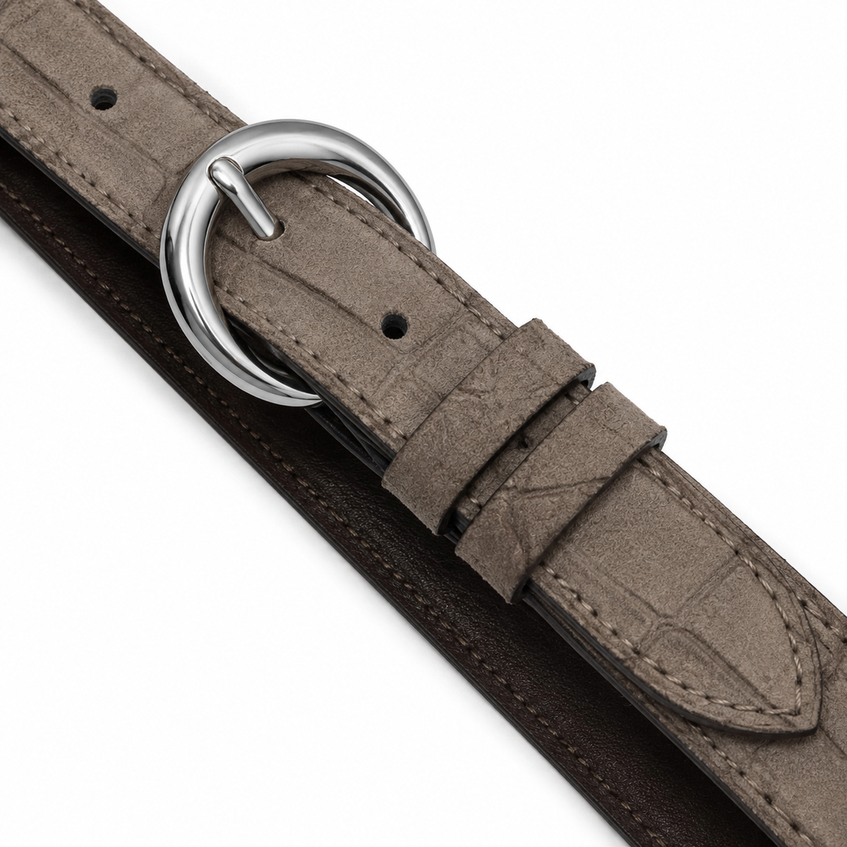 Dany Belt - Taupe Croc Süet