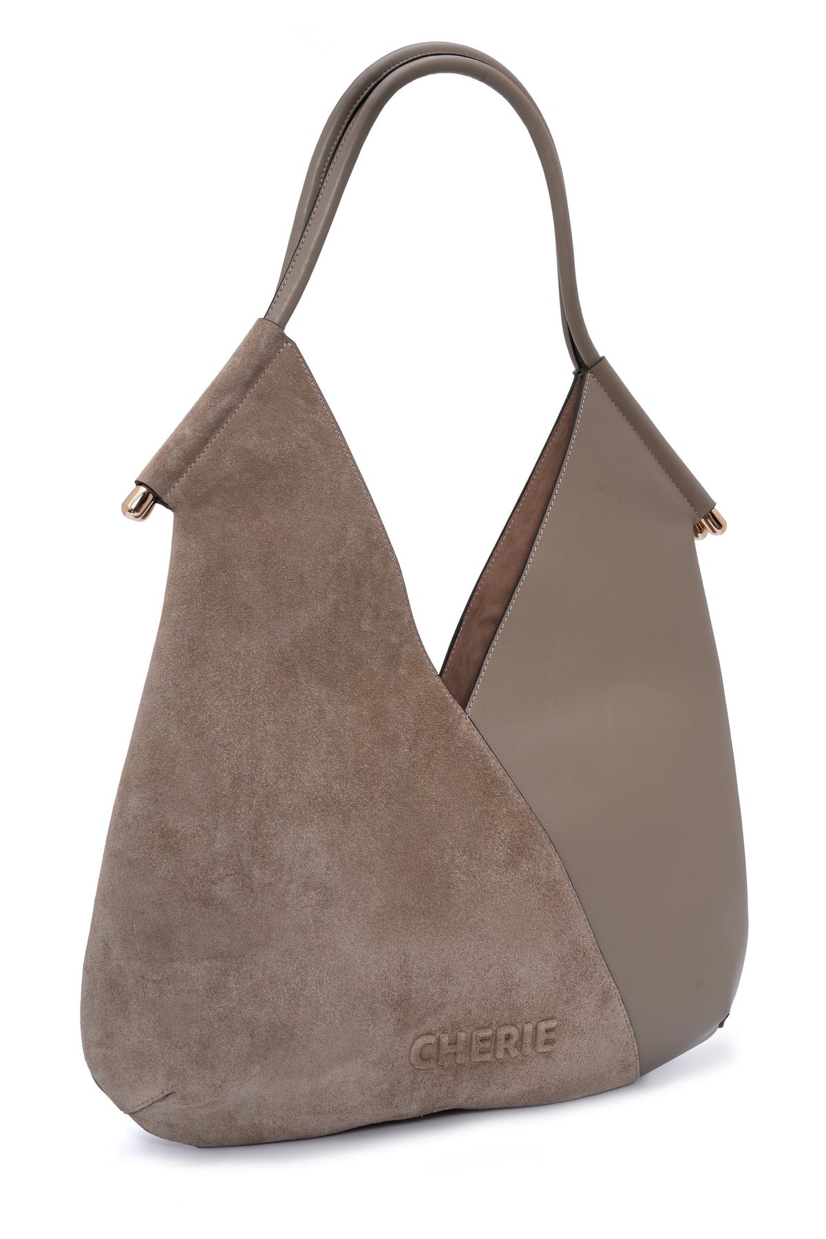 Katrina taupe suede/leather shoulder bag