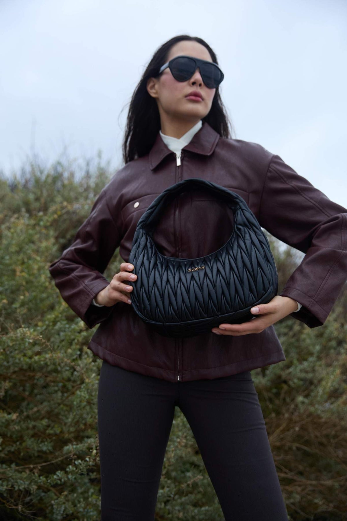 Phoebe leather large black