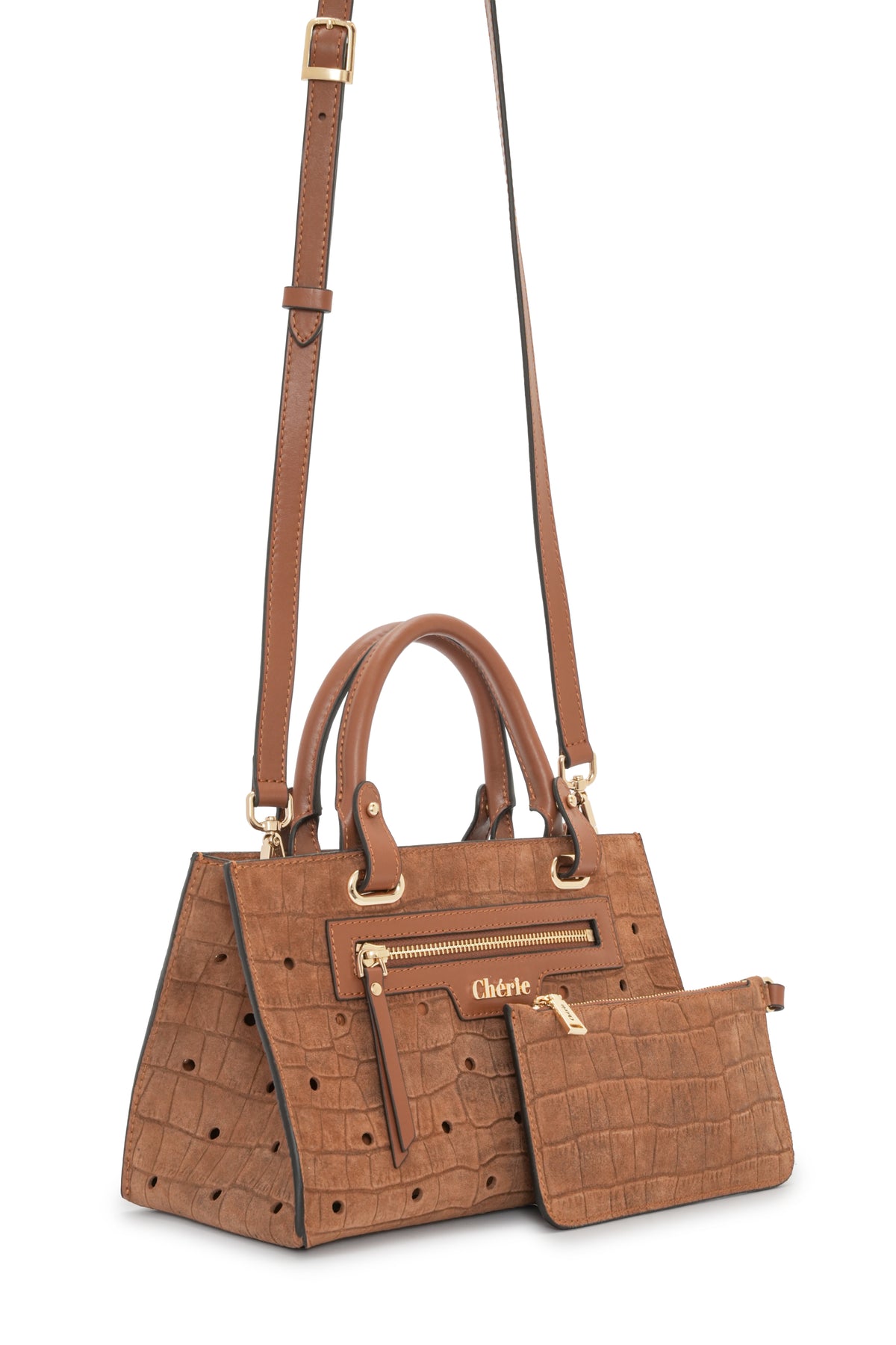 Paris - Tan Croc Suede  Mini