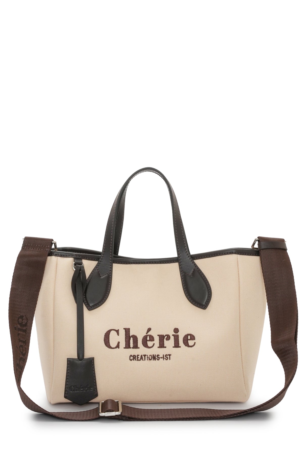 Rachel Canvas Medium Bej - Brown Leather