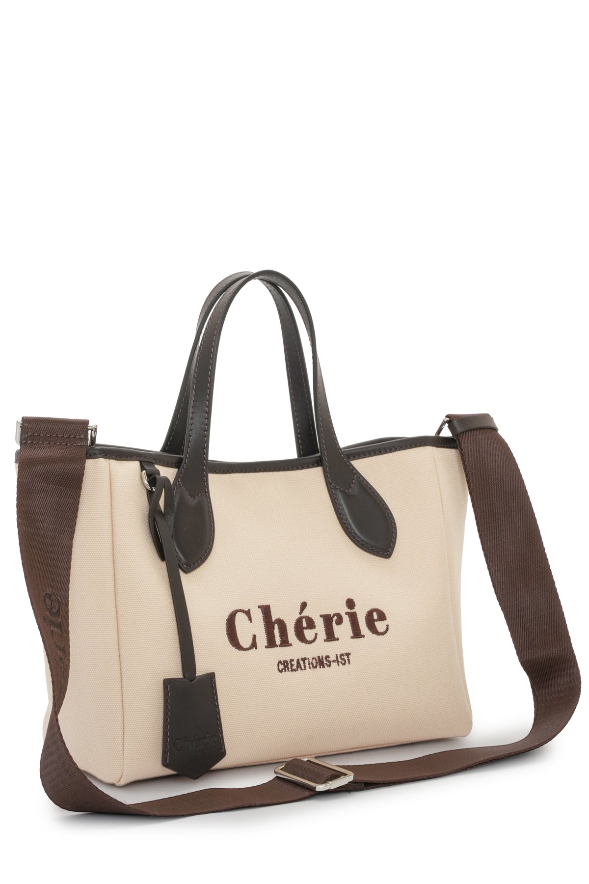 Rachel Canvas Medium Bej - Brown Leather