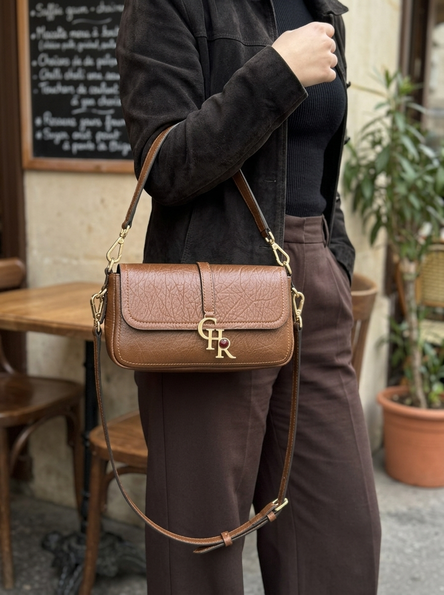 Stella Tan Leather Mini - model üzerinde