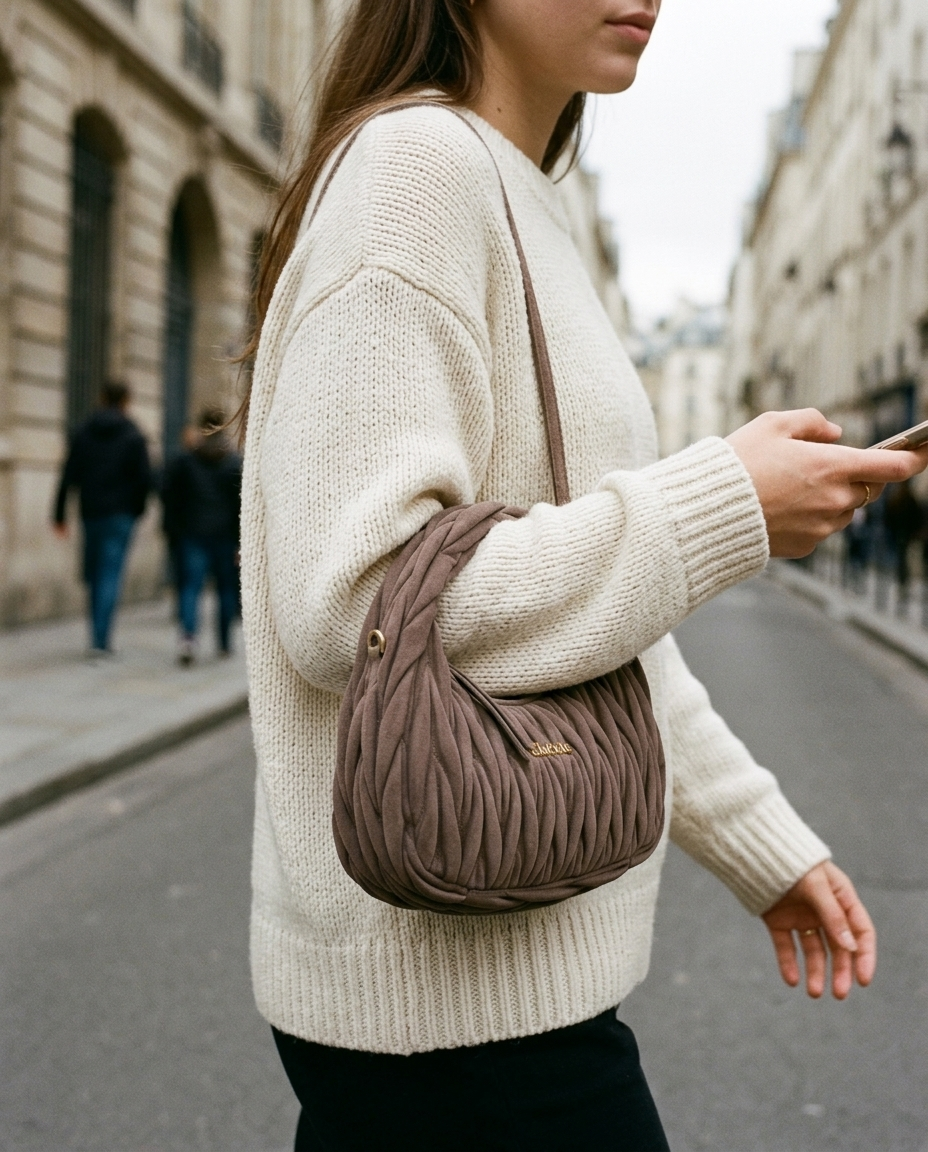Phoebe suede taupe - model